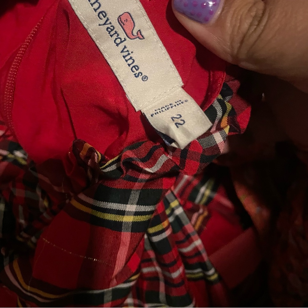 Vineyard Vines Red Ruffle Christmas Plaid Pattern… - image 5
